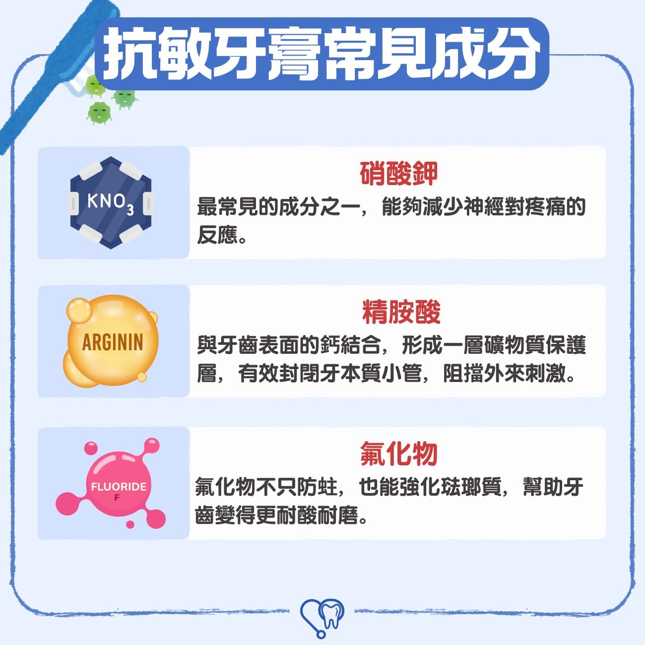抗敏牙膏常見成分