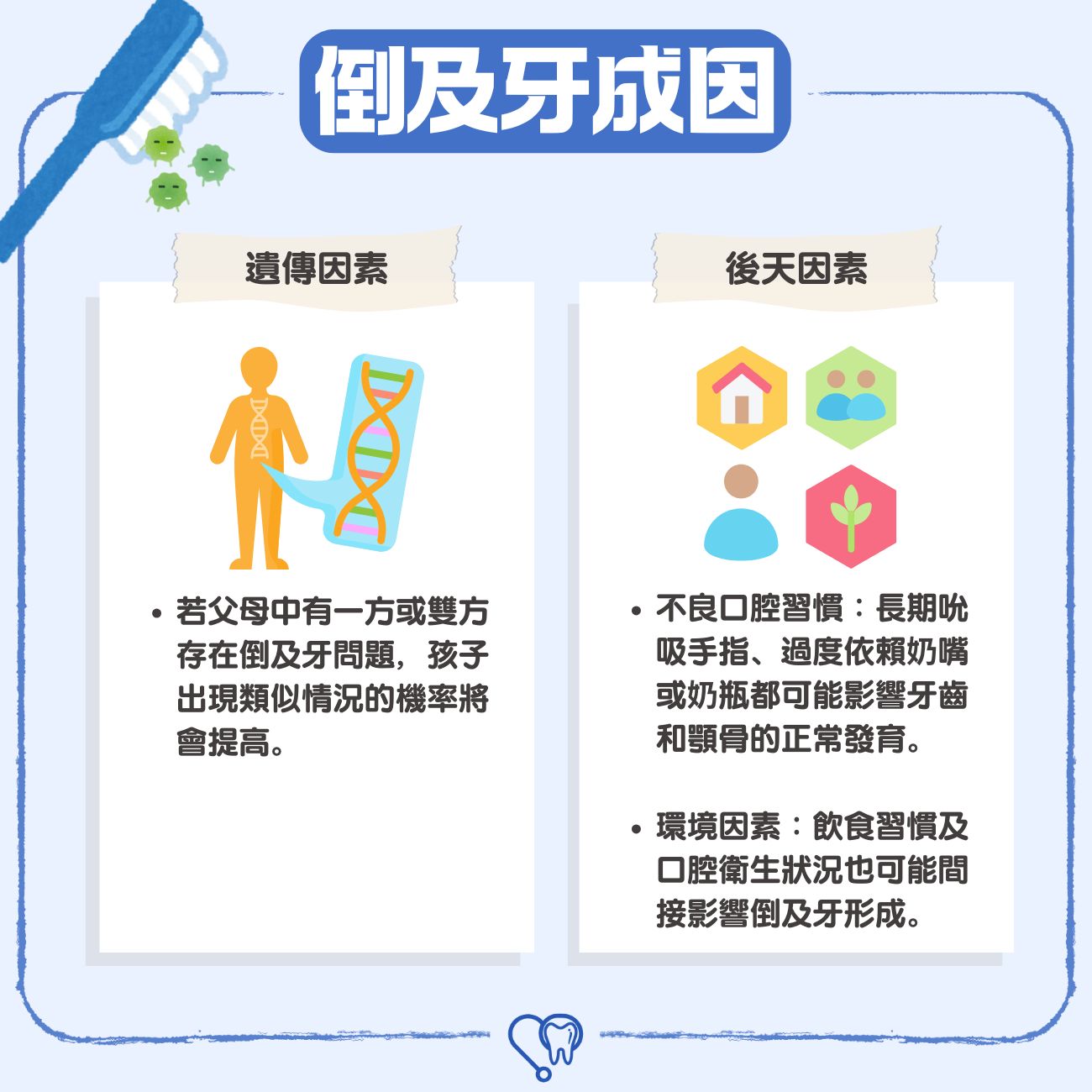 倒及牙成因